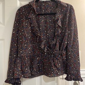 Madewell Wrap Blouse with Star Print